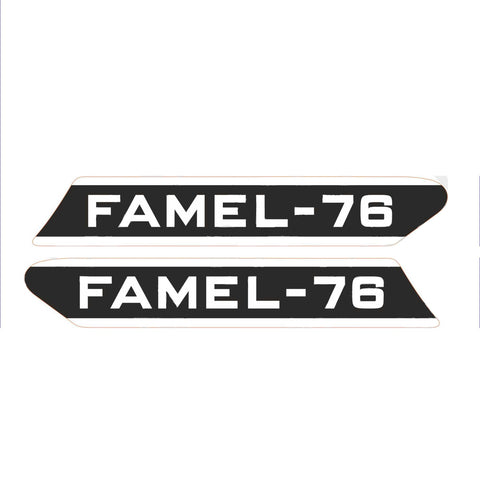 Autocolante de depósito para Famel 76 - fundo preto (par)