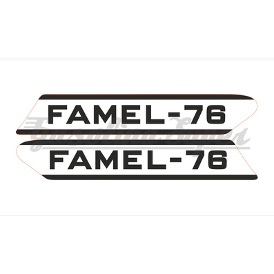 Autocolante de depósito para Famel 76 - fundo branco (par)