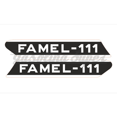 Autocolante de depósito para Famel 111 - fundo preto (par)