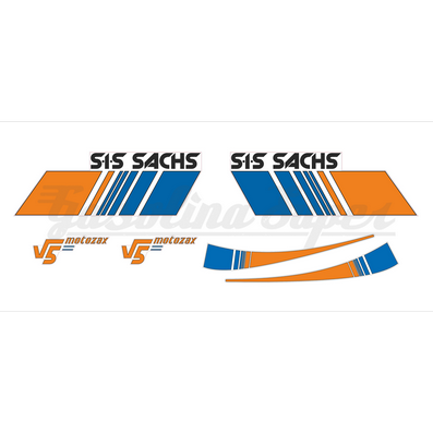 Kit de autocolantes SIS Sachs V5 Motozax laranja/azul