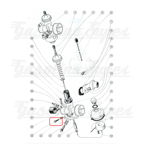 Parafuso de regulação do ar para carburador Bing 1/19/40A (Casal 5 Vel.)